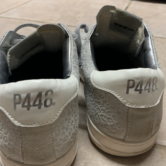 P448 John Metallic Leopard Print Suede Leather Low Top Sneakers - Picture 16 of 16